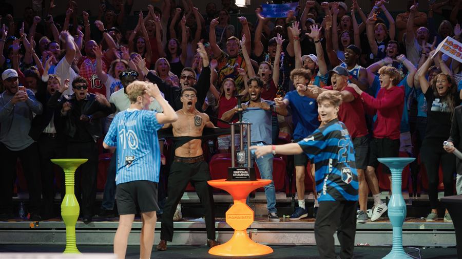 A team celebrating a win.
